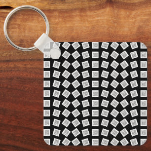 Porte-clés Logo unique ou Motif d'image Noir (modifiable)