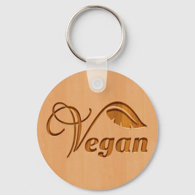 Porte-clés Logo végétal sculpté en bois (Recto)