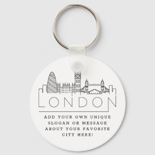 Porte-clés London Stylized Skyline   Custom Slogan Keychain