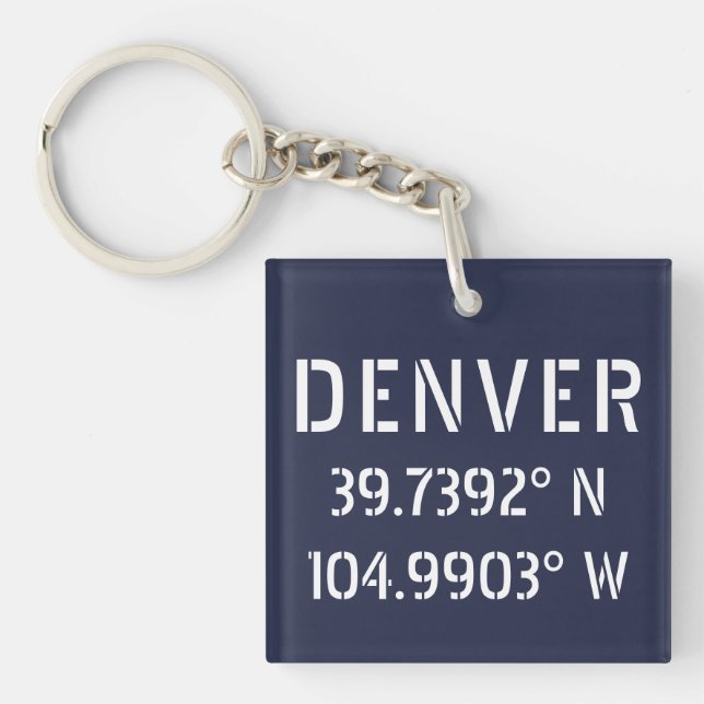 Porte-clés Longitude de la latitude de Denver (Devant)
