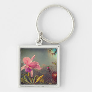 Porte-clés L'orchidée de Cattleya et trois colibris Heade