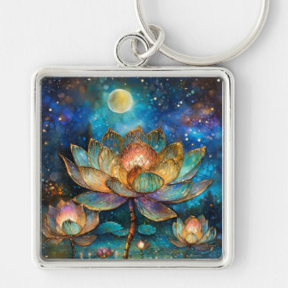 Porte-clés Lotus de verre tendu fleurit au clair de lune
