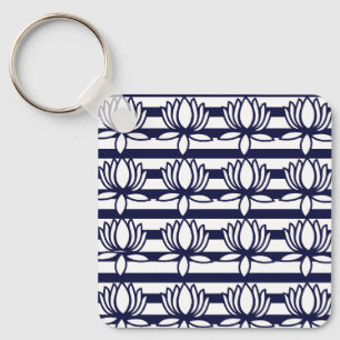 Porte-clés Lotus Flower Floral Stripe Pattern