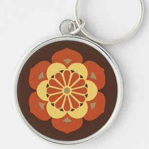 Porte-clés Lotus Flower Mandala, Brown, rouille et jaune