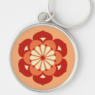 Porte-clés Lotus Flower Mandala, Pastel Orange et Mandarin