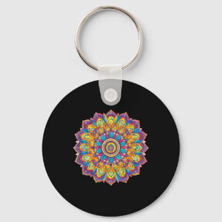 Porte-clés Lotus Mandala Boho Yoga Méditation 