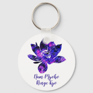 Porte-clés Lotus pourpre spirituel Fleur Nam Myoho Renge Kyo