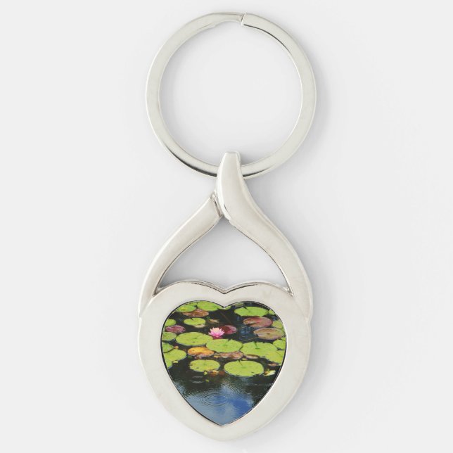 Porte-clés Lotus rose en pluie (Devant)