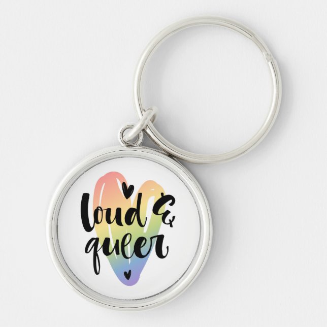 Porte-clés Loud & Queer | Coeur aquarelle (Devant)