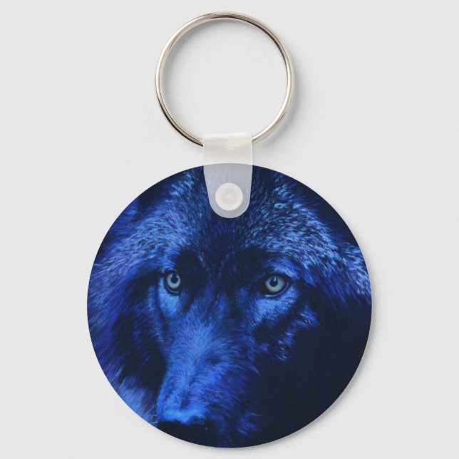 Porte-clés Loup au clair de lune (b) (Recto)