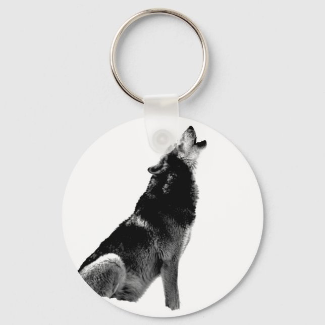 Porte-clés Loup de Howling blanc noir (Recto)