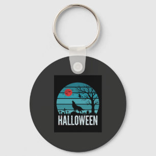 Porte-clés Loup d'Halloween Cimetière Lune Vecteur