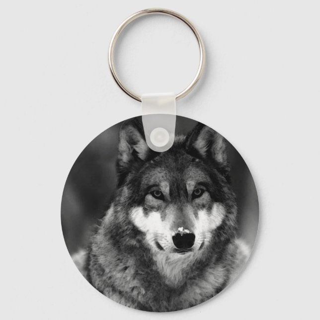 Porte-clés Loup noir et blanc (Recto)
