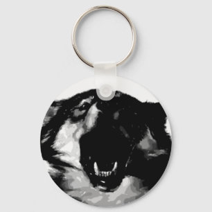 Porte-clés Loup noir et blanc