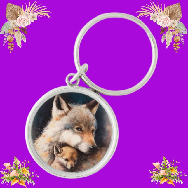 Porte-clés Loup photo animal personnalisé traditionnel person (Créateur téléchargé)