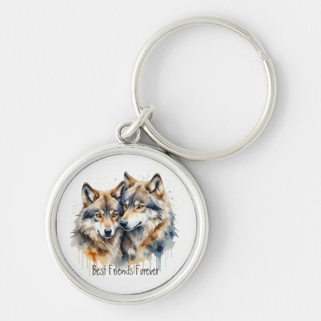 Porte-clés Loups mignonnes Meilleurs Amis Pour Toujours, BFF, (Devant)