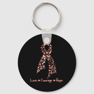 Porte-clés Love Courage Hope Papillon - Cancer utérin