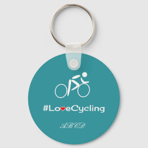 Porte-clés Love cycling ajouter initiales personnalisées turq