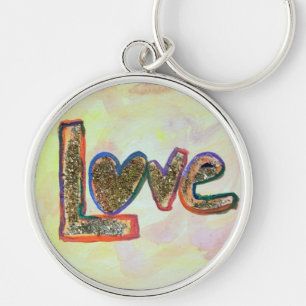 Porte-clés Love Golden Pastels Art Word Peinture Porte - clé