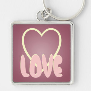Porte-clés Love Heart Mauve Ecru Mignon Personnali
