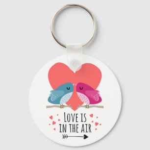 Porte-clés Love is in the air with cute cartoon birds in love