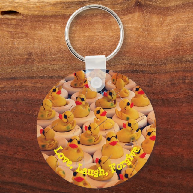 Porte-clés Love Laugh Yellow Rubber Ducks Inspirational (Recto)