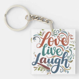 Porte-clés Love, Live, Lauder Carré T-Shirt