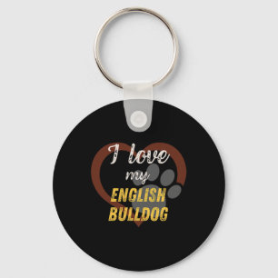 Porte-clés Love My English Bulldog Amoureux des chiens