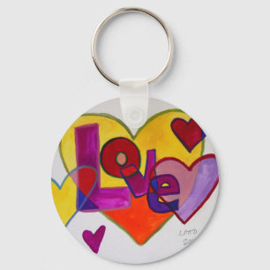 Porte-clés Love Patchwork Hearts Aquarelle Peinture Porte - c