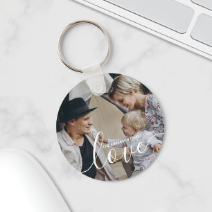 Porte-clés 'Love' Photo de famille personnalisée avec nom per