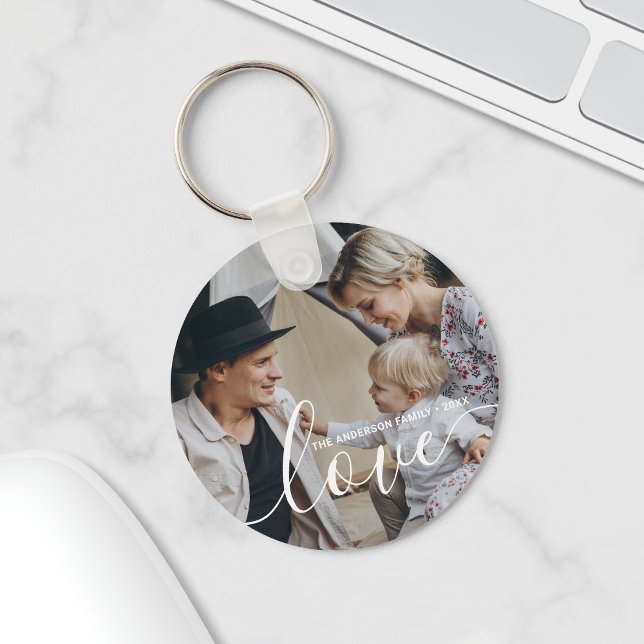 Porte-clés 'Love' Photo de famille personnalisée avec nom per (Créateur téléchargé)