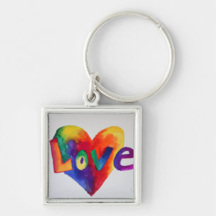 Porte-clés Love Rainbow Heart Art Word Peinture Porte - clé