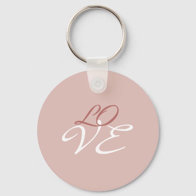 Porte-clés Love Rose Gold Color Calligraphy Script (Recto)