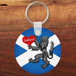 Porte-clés Love Scotland, Rampant, Heart & Scottish Drapeau