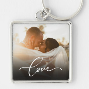 Porte-clés Love Script photo personnalisée nouvellement marié