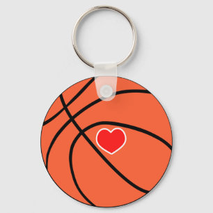 Porte-clés Love sport Basketball. Boule avec coeur