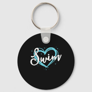 Porte-clés Love Swim Team Heart Lover Blue Swimmer