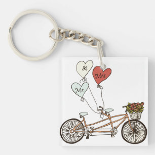 Porte-clés Love tandem vélo avec ballons porte - clé