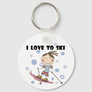 Porte-clés Love to Ski - Girl Tshirts et cadeaux