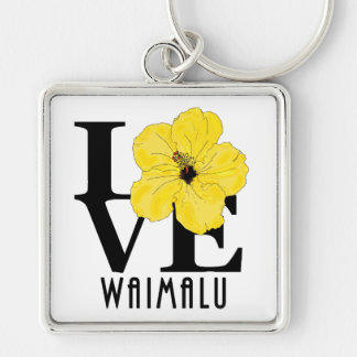 Porte-clés LOVE Waimalu Hawaii Hibiscus jaune