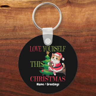 Porte-clés  Love Yourself This Christmas Cute Cat Holiday