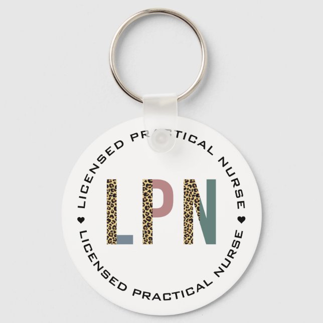 Porte-clés LPN Licence Pratique Infirmière Leopard Typographi (Recto)