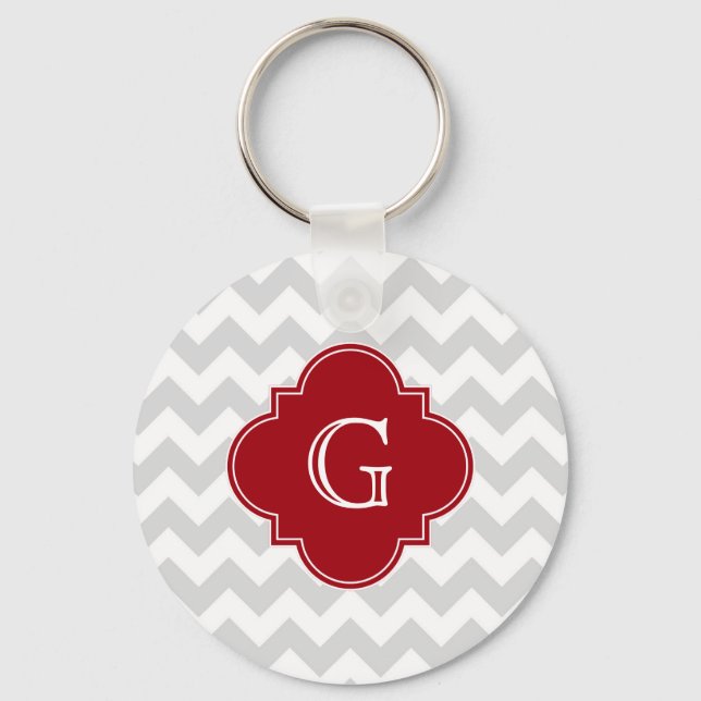 Porte-clés Lt Grey What Chevron Cranberry Quatrefoil Monogram (Recto)