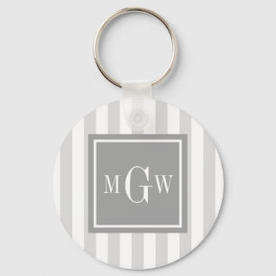 Porte-clés Lt Gris Blanc Gris Gris Carré 3 Monogramme