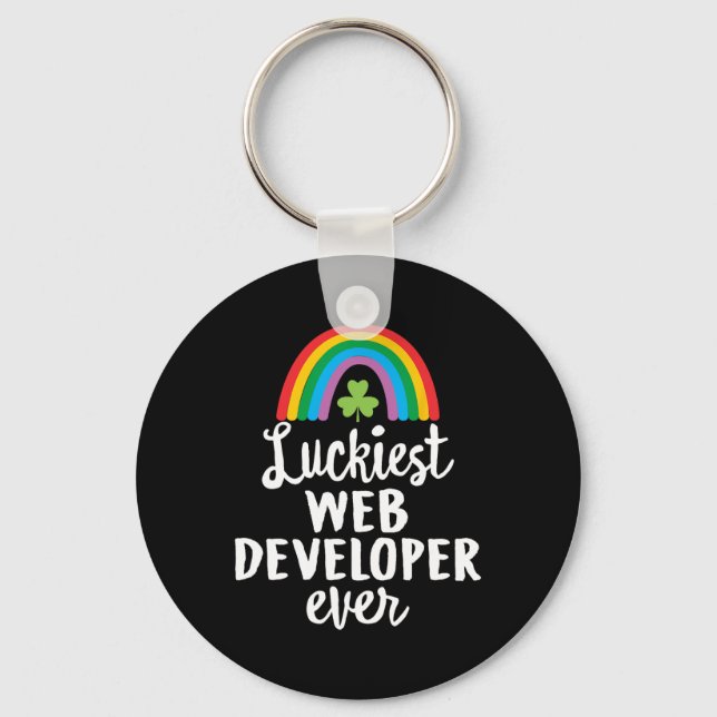 Porte-clés Luckiest Web Developer Ever St Patrick Day Shamroc (Recto)