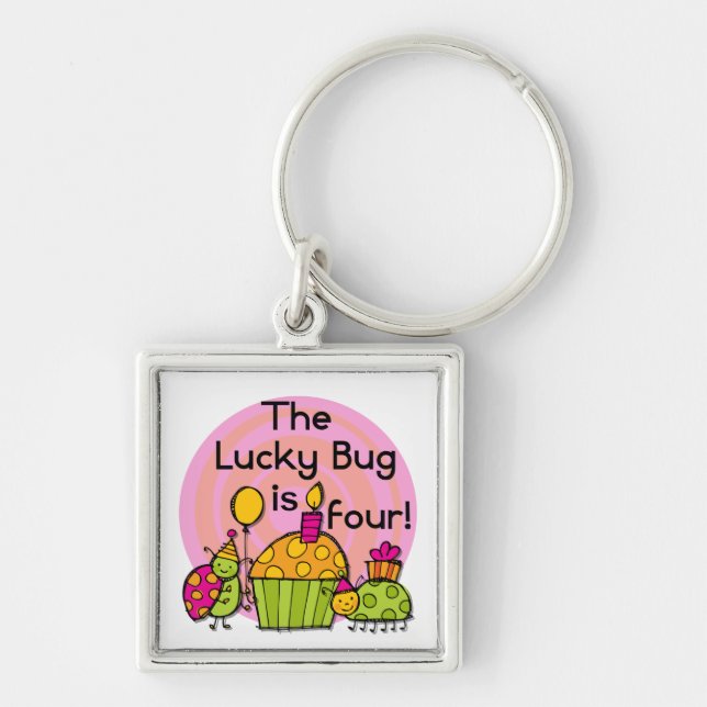 Porte-clés Lucky Bug Cupcake 4th Birthday T-shirts et cadeaux (Devant)