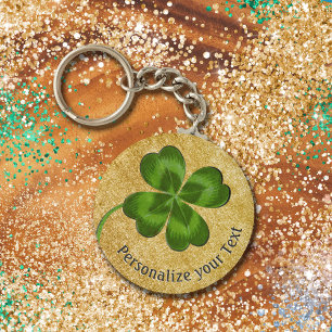 Porte-clés Lucky Charm Clover Or Personnalisé Bonne Chance