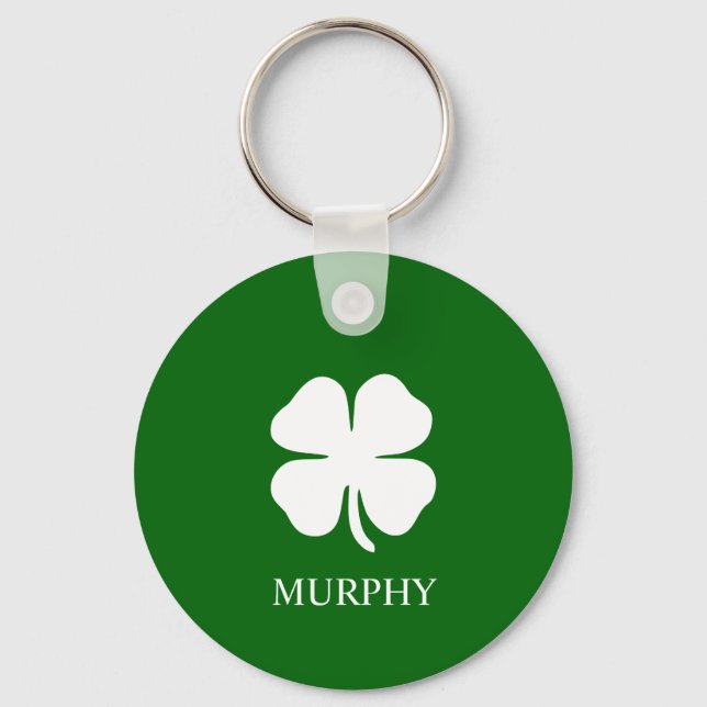 Porte-clés Lucky Four Leaf Clover Vert Shamrock irlandais per (Recto)