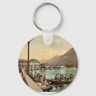 Porte-clés Lugano, sur le quai, Tessin, cru P de la Suisse