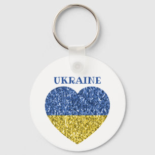 Porte-clés L'Ukraine drapeau parties scintillant faux pétille